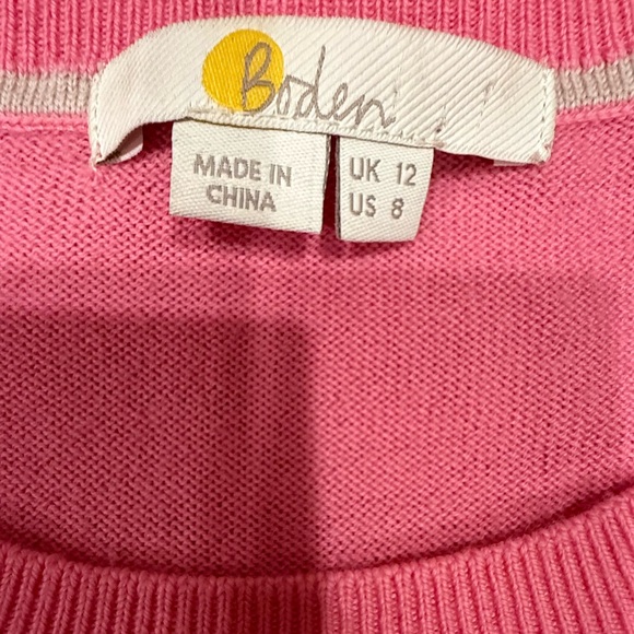 Boden Pink Wool Crew Neck Sweater with puff shoulders - Picture 2 of 5